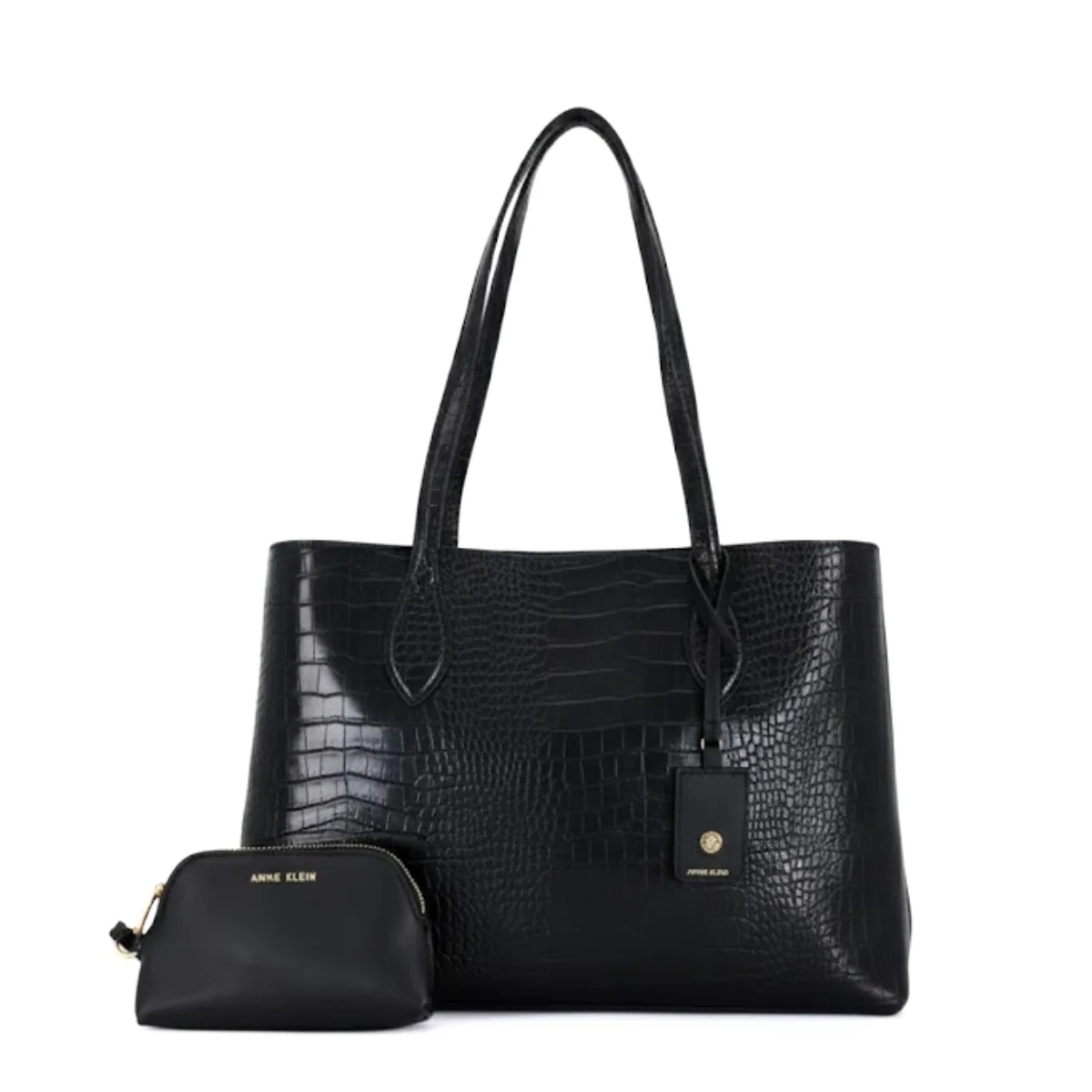 Anne Klein Brand Logo Tote2 Bag Handbag Women - BLK