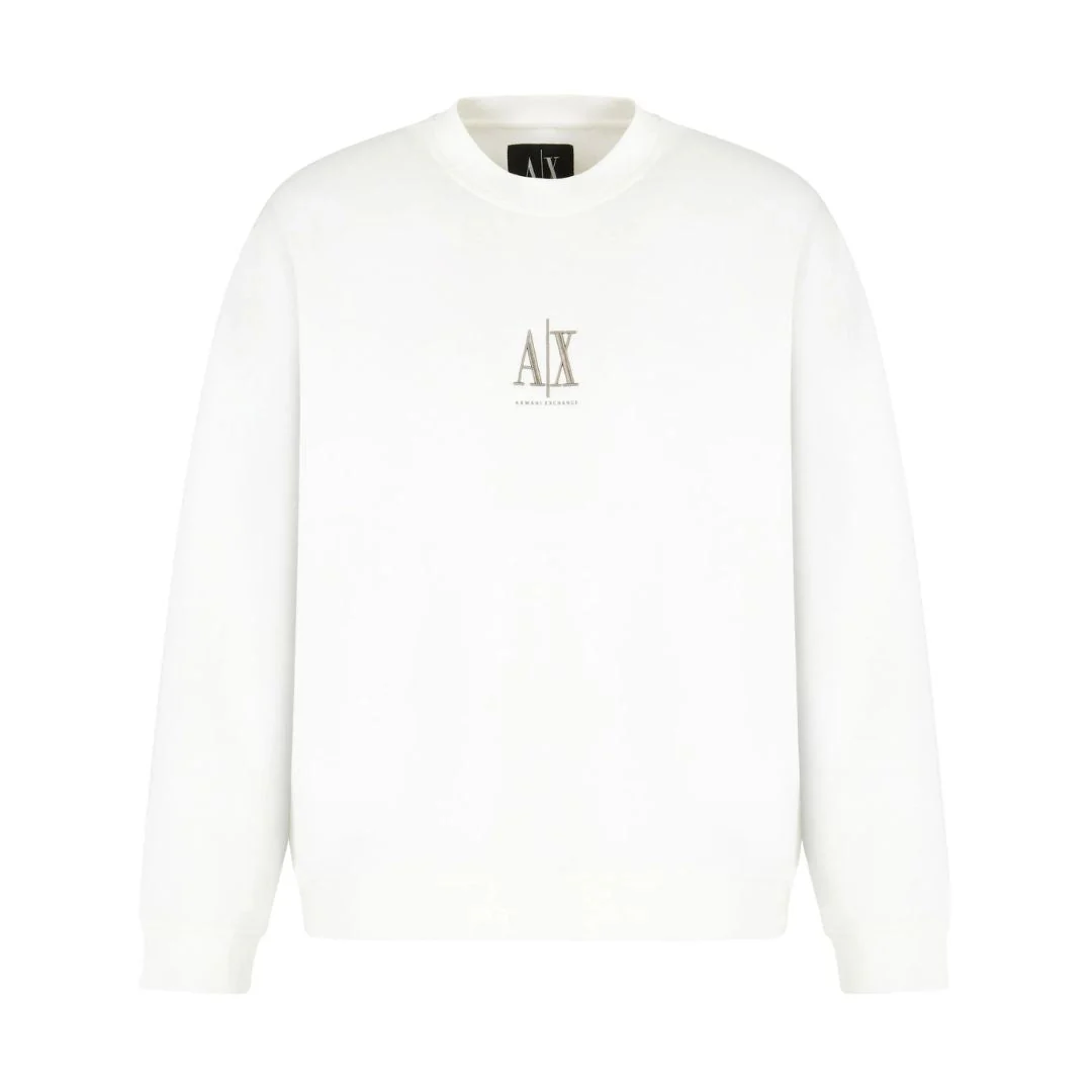 Armani Exchange Crewneck Sweatshirt With Embroidered Logo XM000368AF10818U0009-WHT