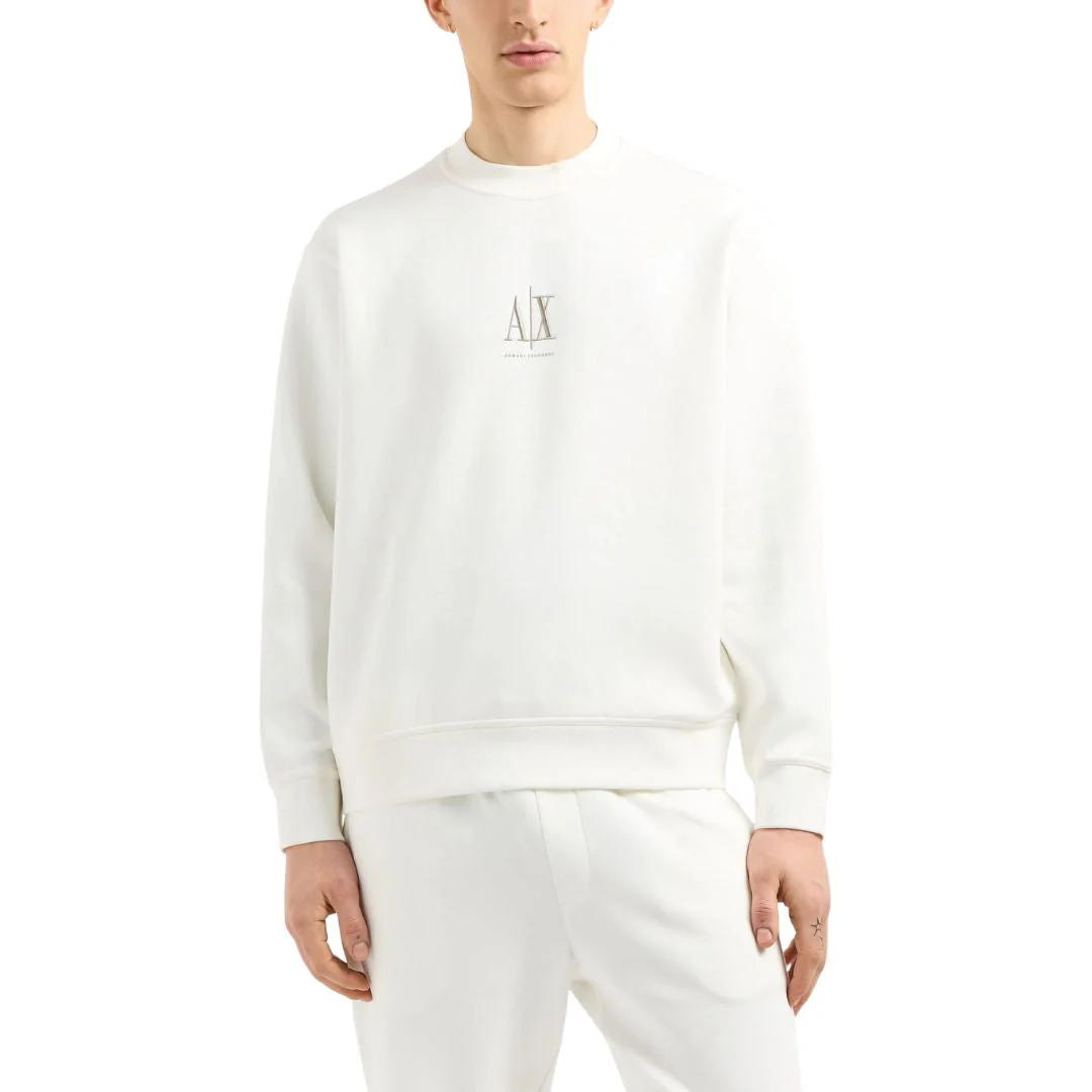 Armani Exchange Crewneck Sweatshirt With Embroidered Logo XM000368AF10818U0009-WHT - Image 2