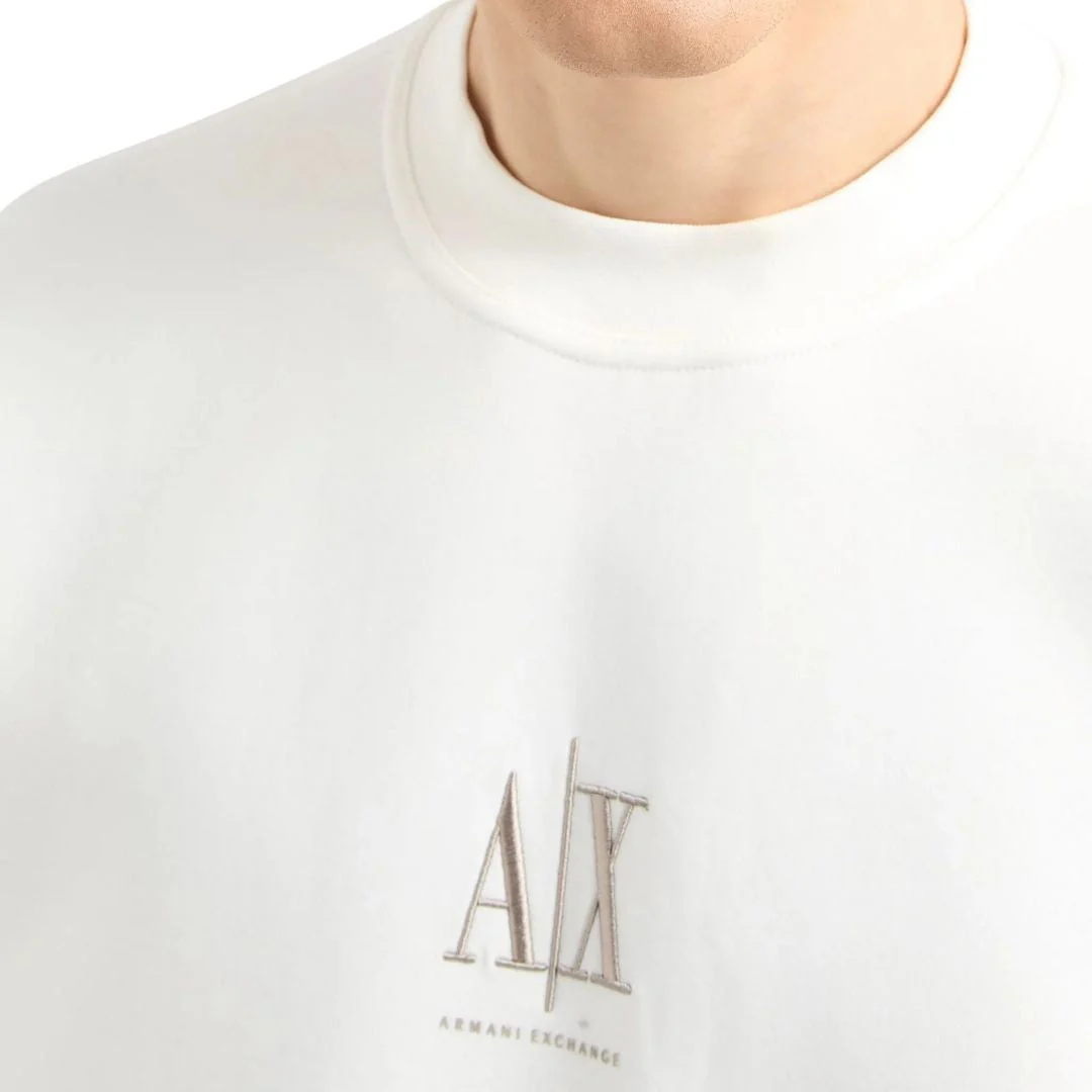 Armani Exchange Crewneck Sweatshirt With Embroidered Logo XM000368AF10818U0009-WHT - Image 4