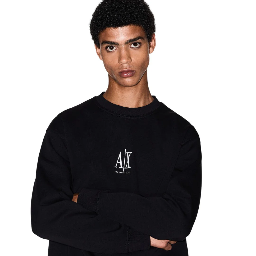 Armani Exchange Crewneck Sweatshirt With Embroidered Logo XM000368AF10818UC001-BLK - Image 2