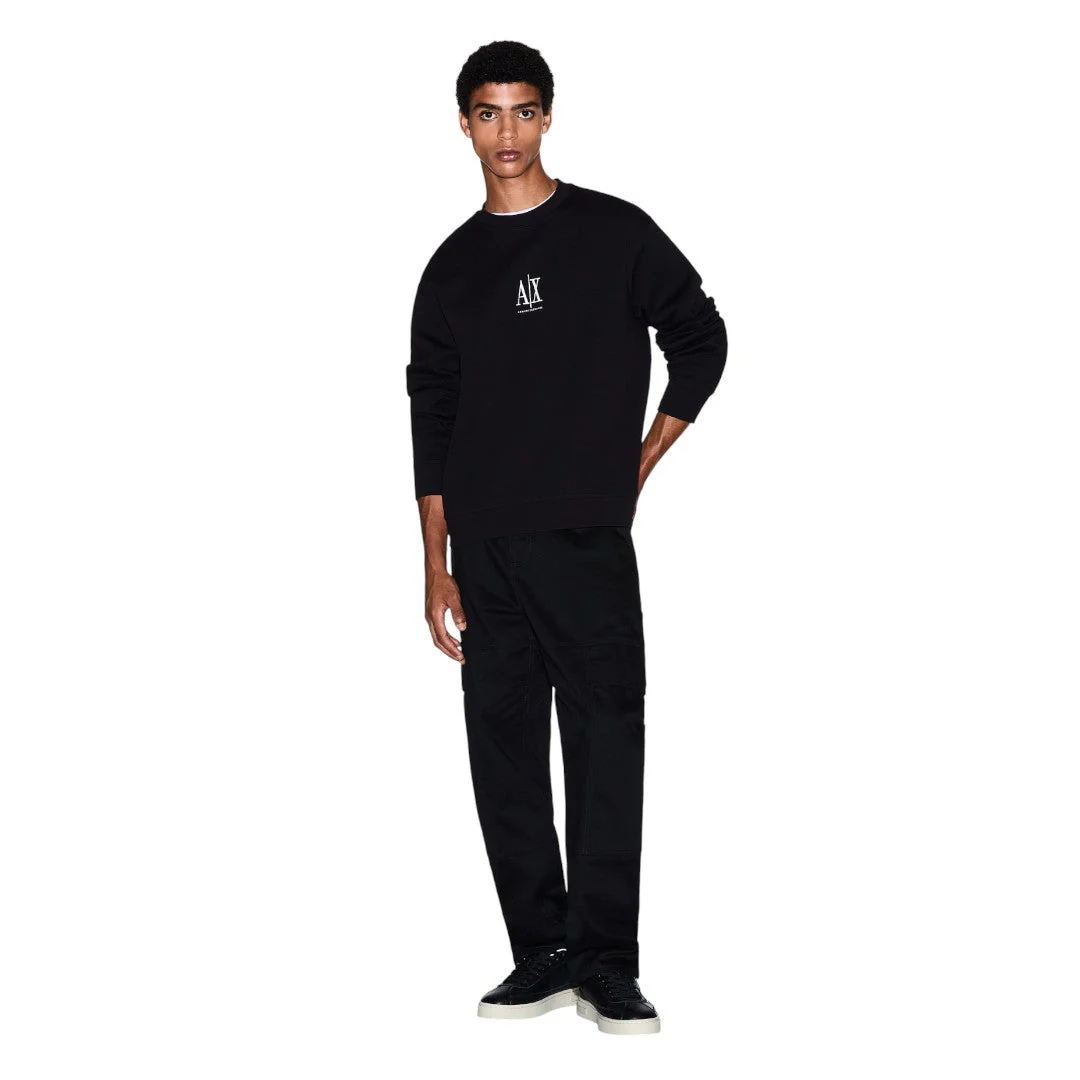 Armani Exchange Crewneck Sweatshirt With Embroidered Logo XM000368AF10818UC001-BLK - Image 3