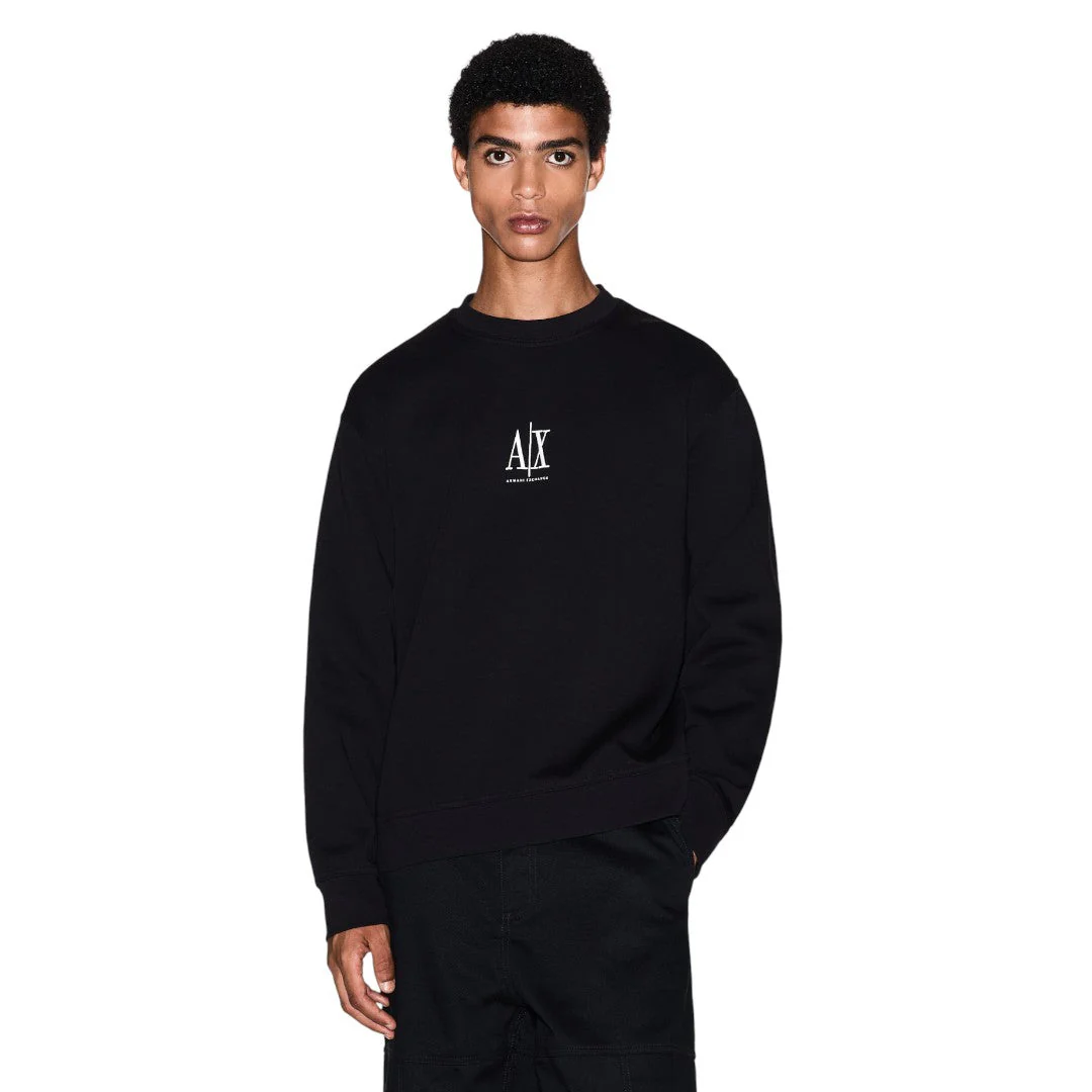 Armani Exchange Crewneck Sweatshirt With Embroidered Logo XM000368AF10818UC001-BLK - Image 4