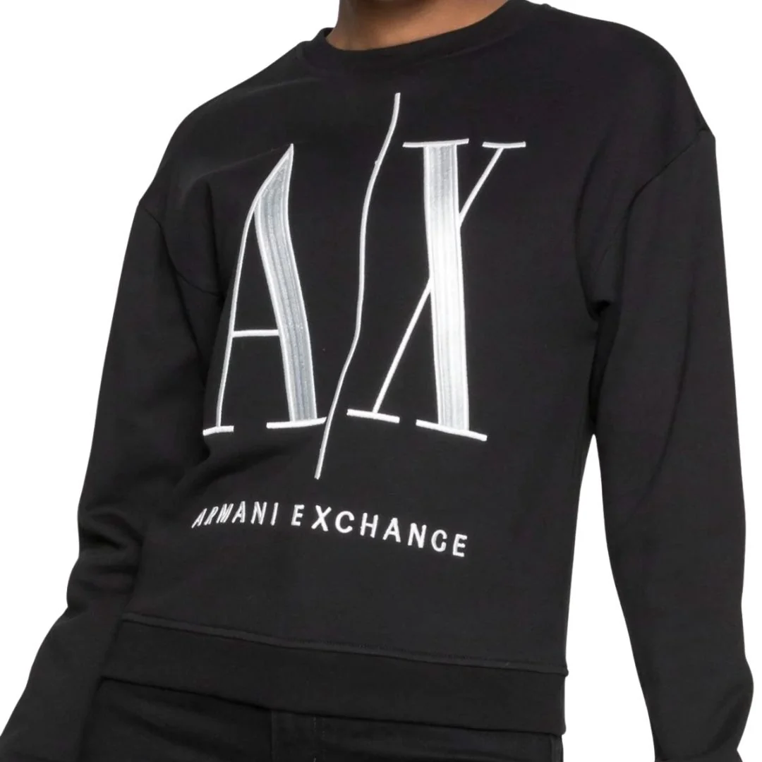 Armani Exchange French Terry Icon Project Sweatshirt 8NYM02YJ68Z- BLK - Image 4
