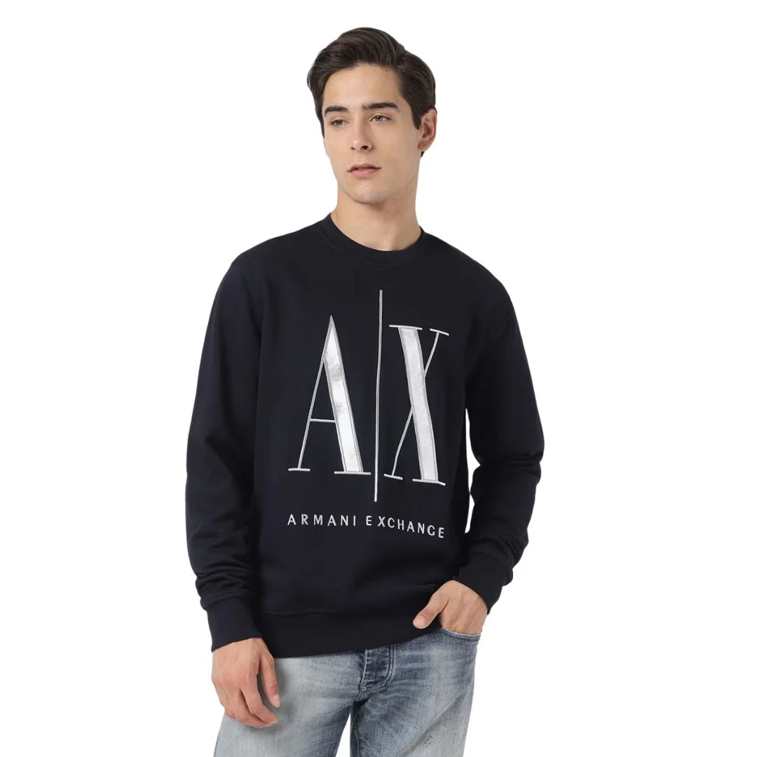 Armani Exchange French Terry Icon Project Sweatshirt 8NZMPAZJ1ZZ1510-NVY - Image 2