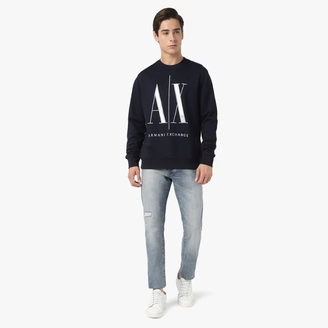 Armani Exchange French Terry Icon Project Sweatshirt 8NZMPAZJ1ZZ1510-NVY - Image 4