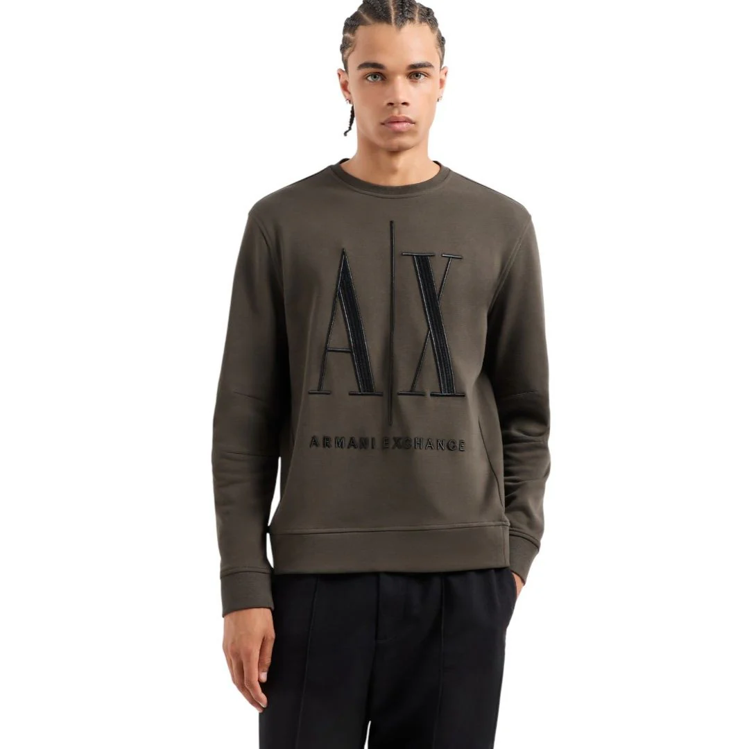 Armani Exchange French Terry Icon Project Sweatshirt 8NZMPAZJ1ZZ1832-OLV - Image 2