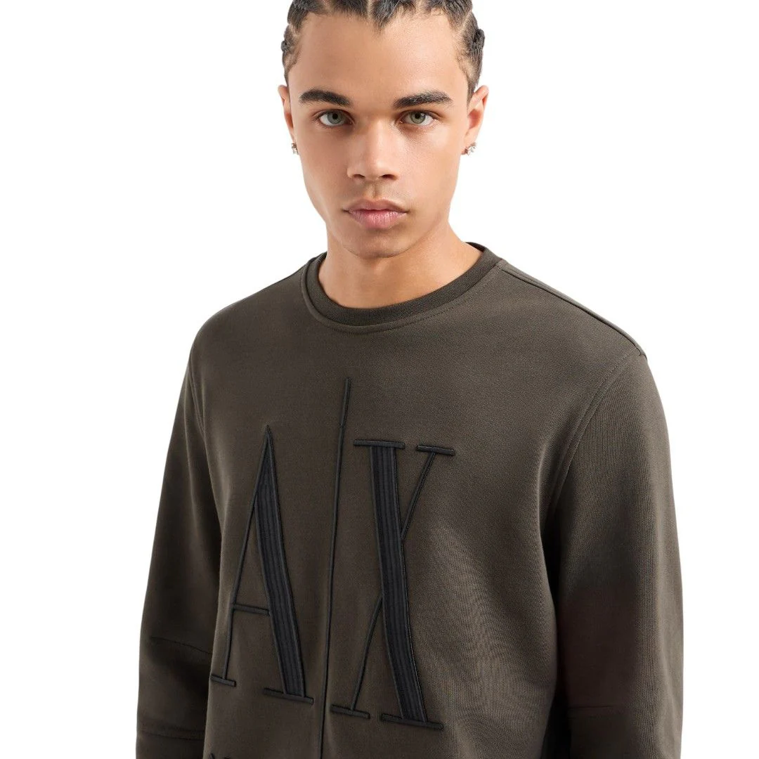 Armani Exchange French Terry Icon Project Sweatshirt 8NZMPAZJ1ZZ1832-OLV - Image 4