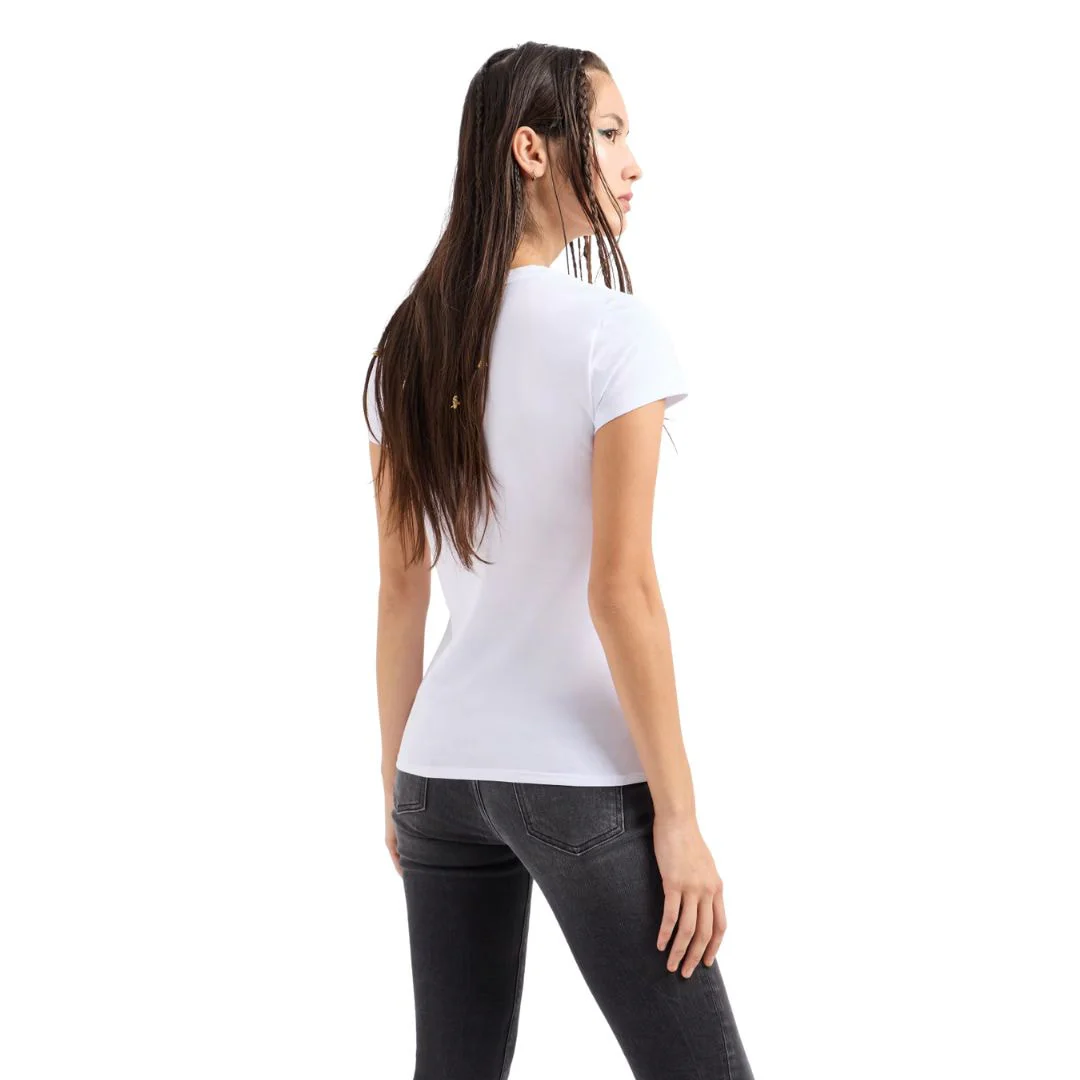 ARMANI EXCHANGE Stretch Cotton Jersey T-Shirt Women - WHT - Image 3