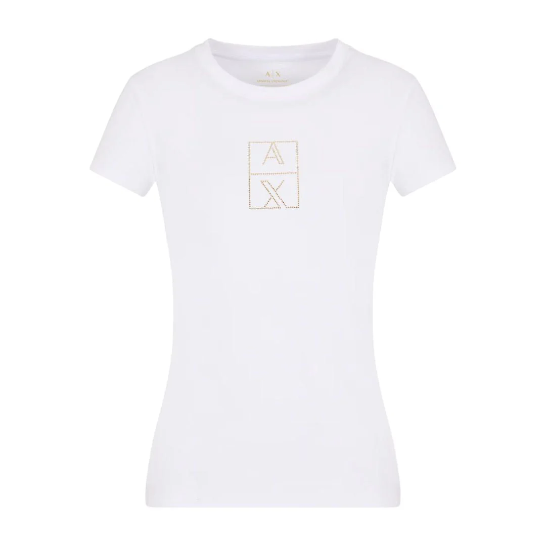 ARMANI EXCHANGE Stretch Cotton Jersey T-Shirt Women - WHT - Image 4