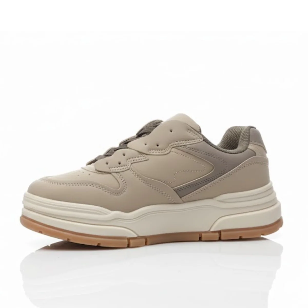 Bershka Contrast Panel Chunky Sneakers - BEG - Image 2
