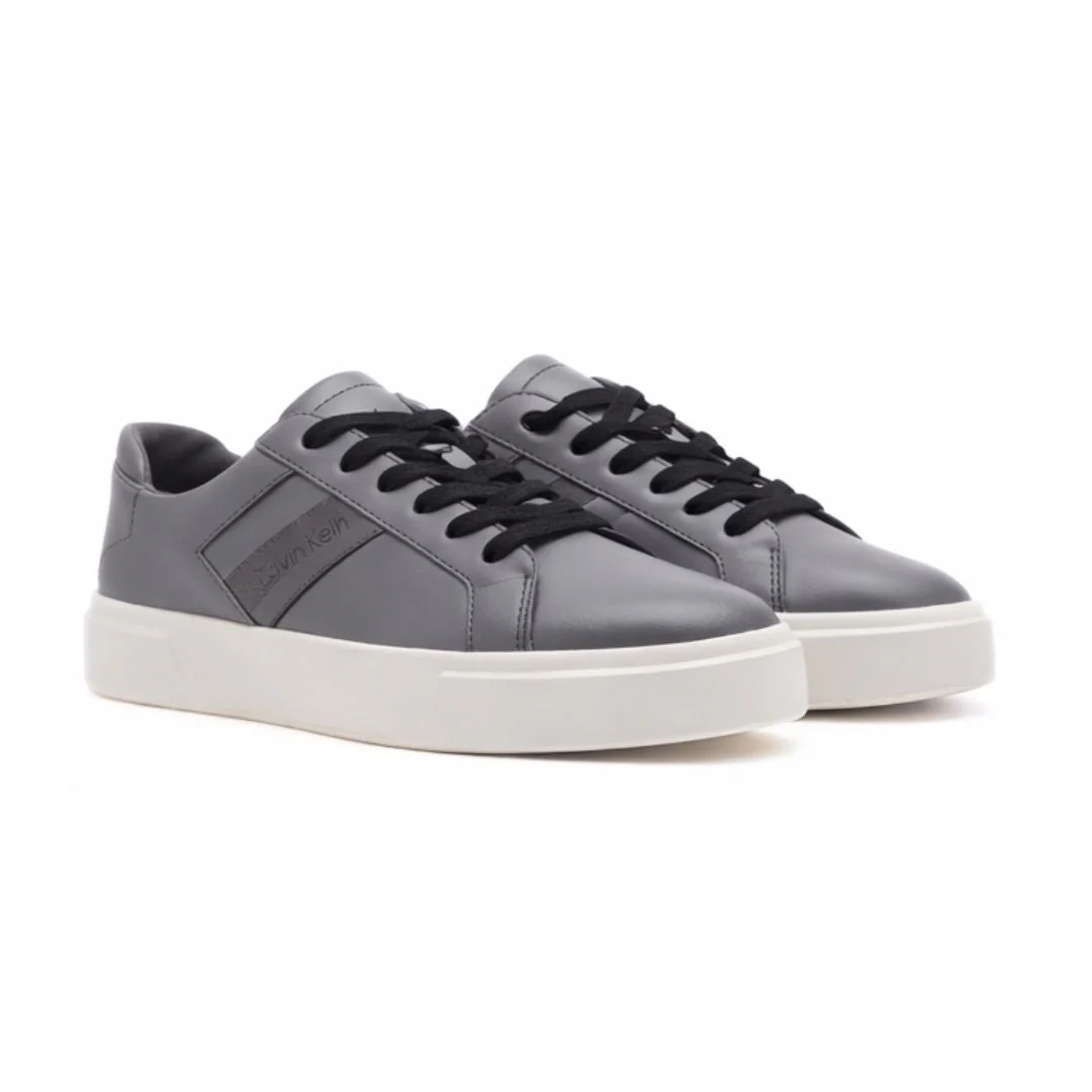 Calvin Klein Basket Cups Lace Up Logo Tape Sneakers Women - GRY