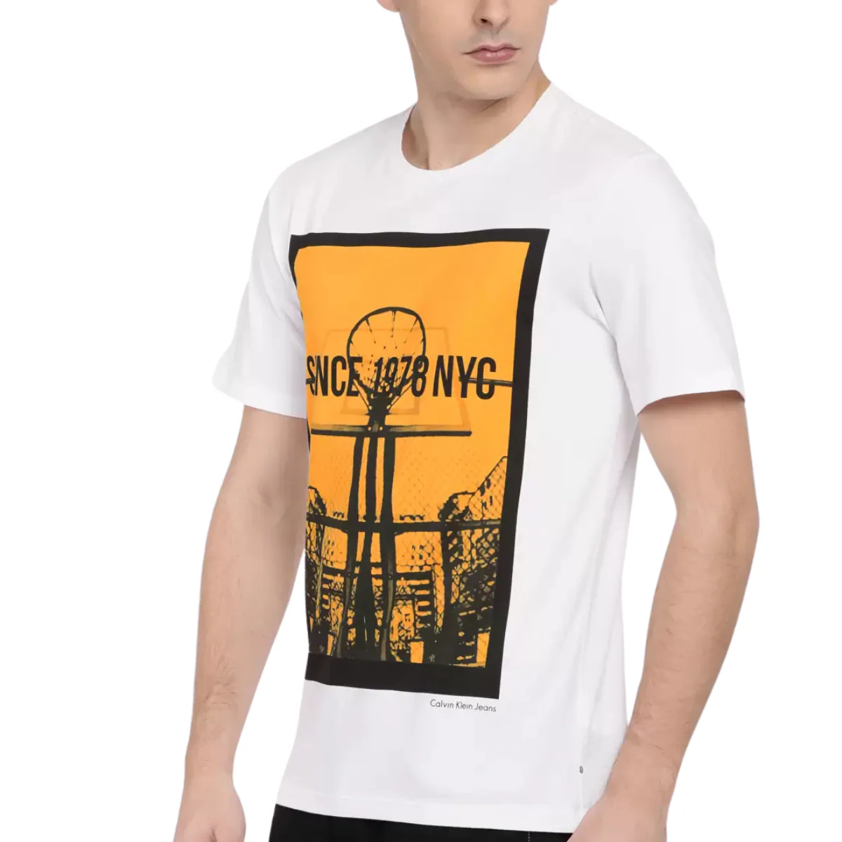 Calvin Klein Jeans Printed Round Neck Pure Cotton T-shirt - WHT - Image 4
