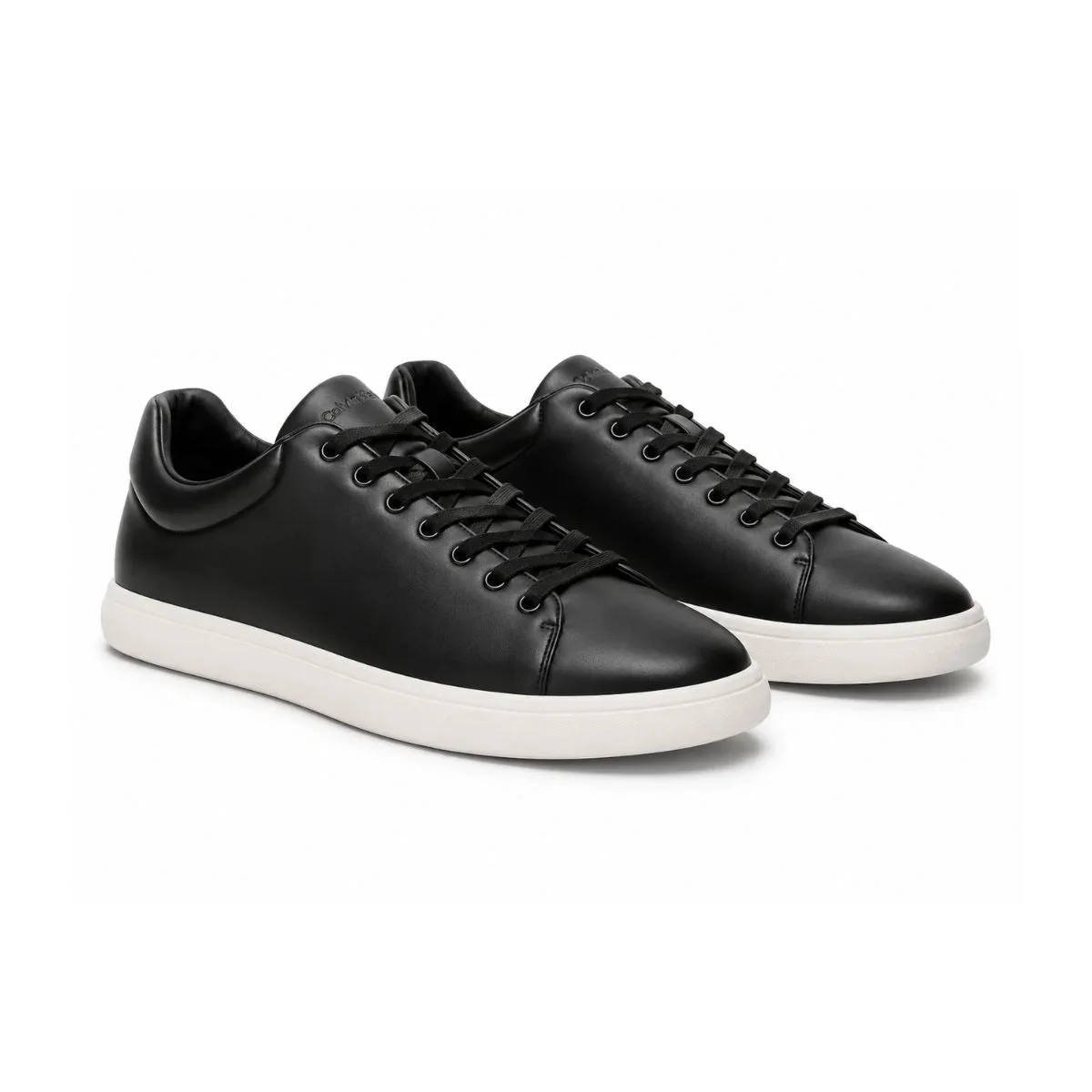 Calvin Klein Lace Up Low Top Leather Sneakers Women HW0HW02400 - BLK