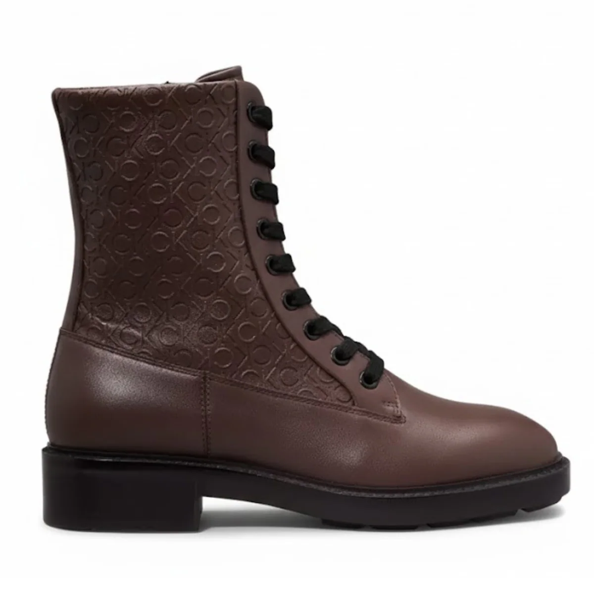 Calvin Klein LOW LEATHER ANKLE BOOTS - BRN