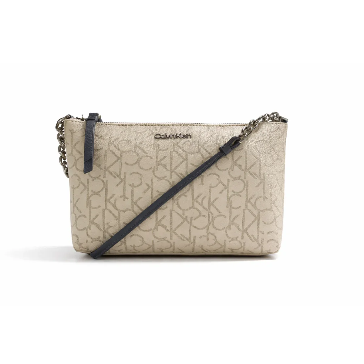 Calvin Klein Metallic Chain Accent Sling Bag Crossbody Women - BEG - Image 3