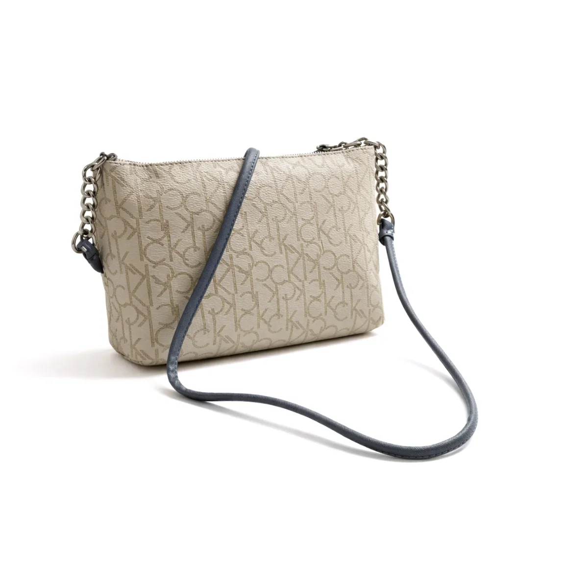Calvin Klein Metallic Chain Accent Sling Bag Crossbody Women - BEG - Image 4