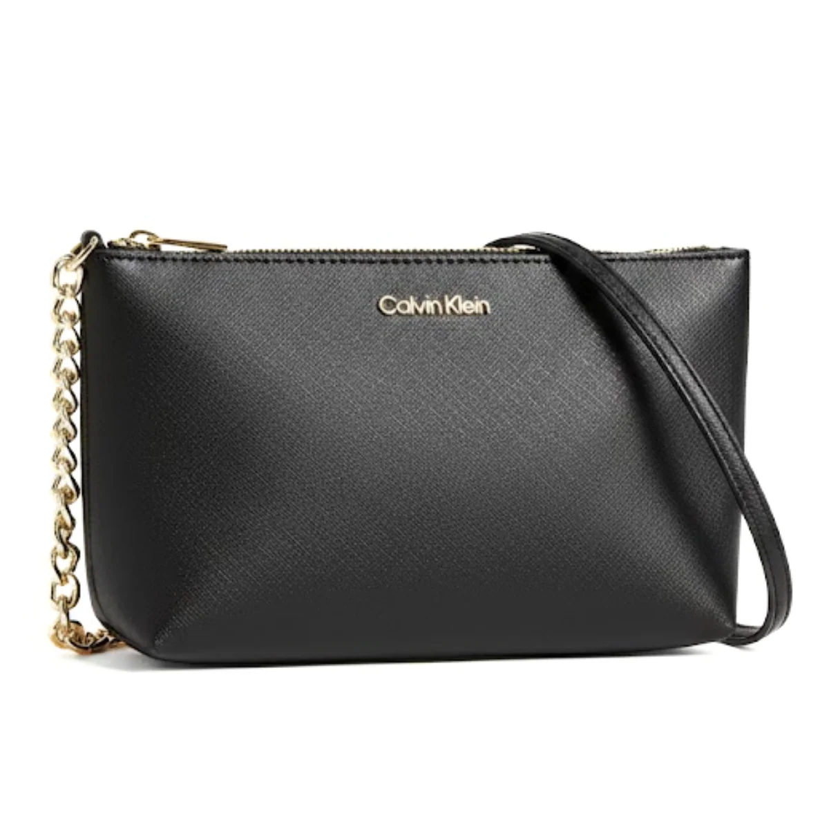 Calvin Klein Metallic Chain Accent Sling Bag Crossbody Women - BLK