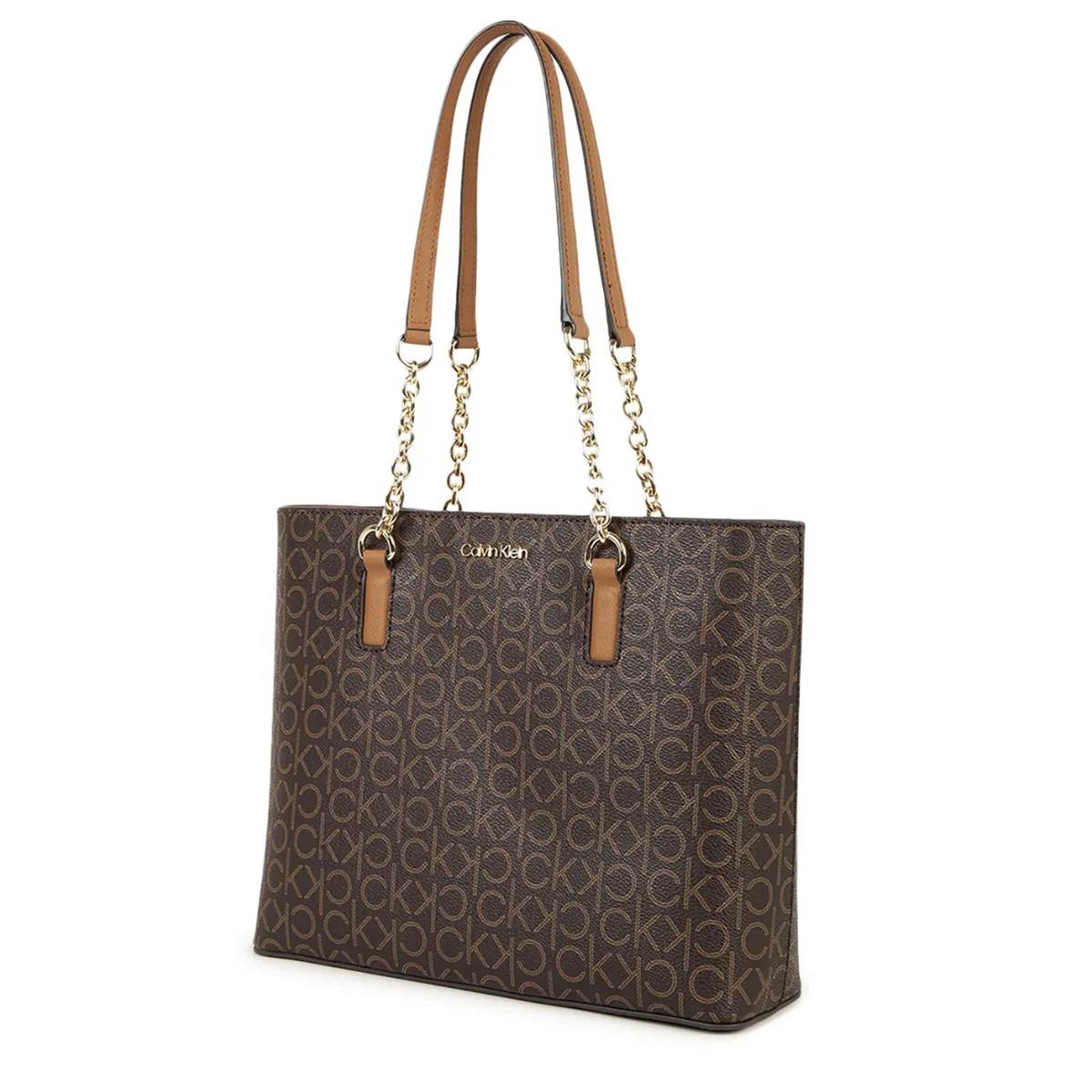 Calvin Klein Monogram Print Tote Bag Shoulder Bag Women - BRN - Image 3