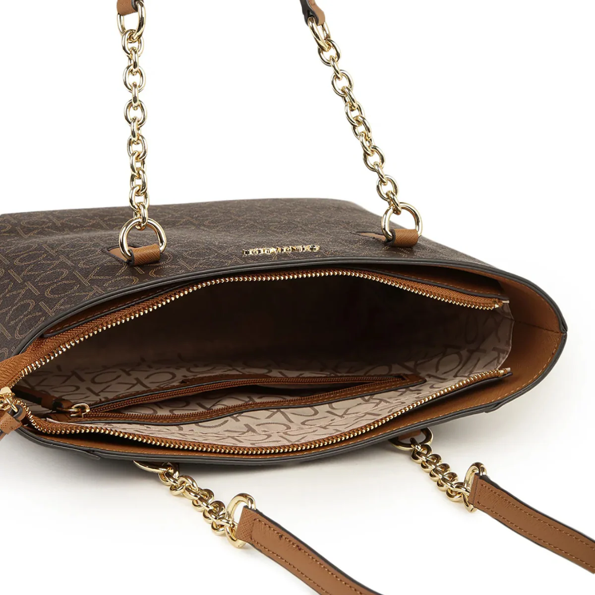 Calvin Klein Monogram Print Tote Bag Shoulder Bag Women - BRN - Image 5