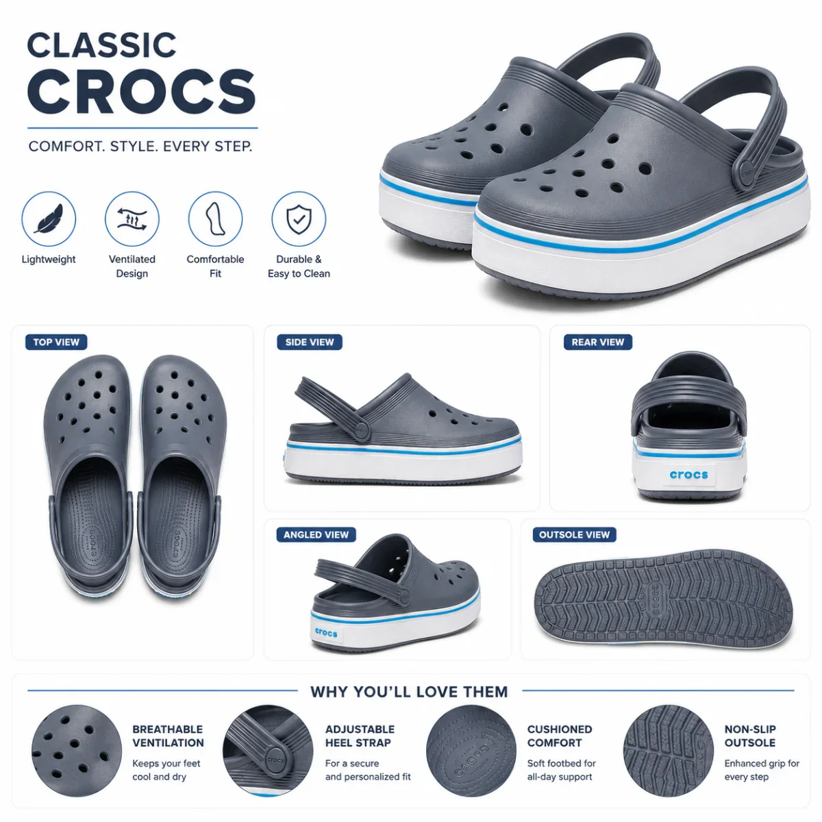 Crocs Off Court Clog - GRYBLU - Image 5