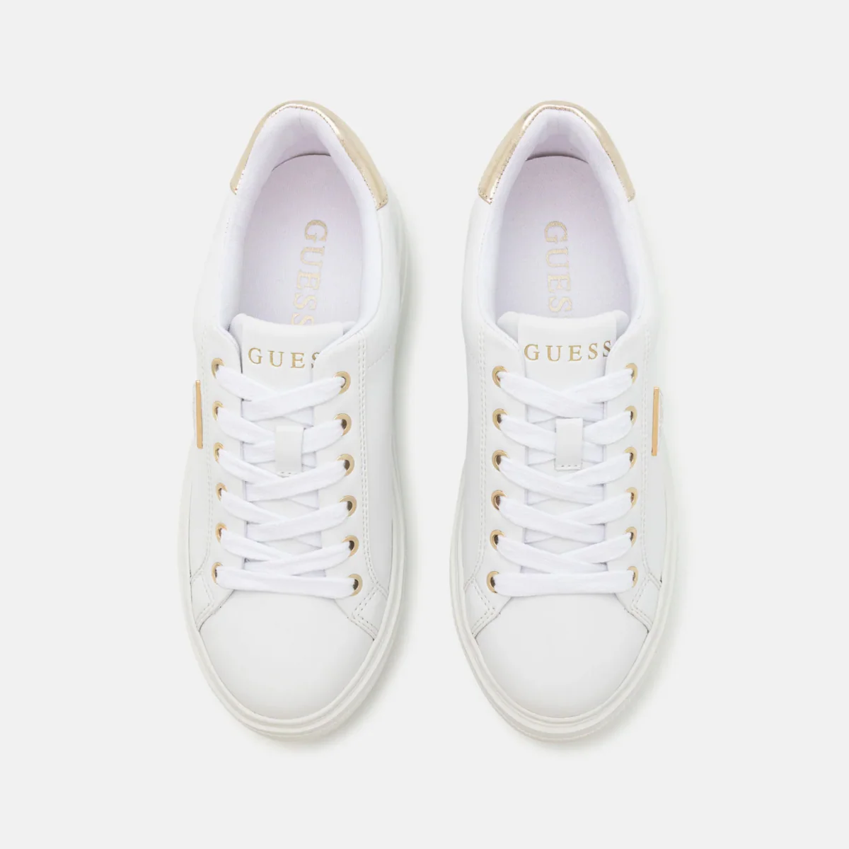 GUESS Amera Trainers Sneakers - WHTGLD - Image 4