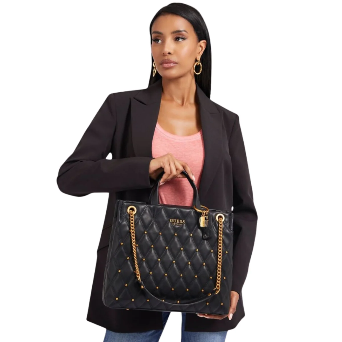Guess Triana Girlfriend Shopper Tote Bag Shoulderbag Women  - BLK - Image 2