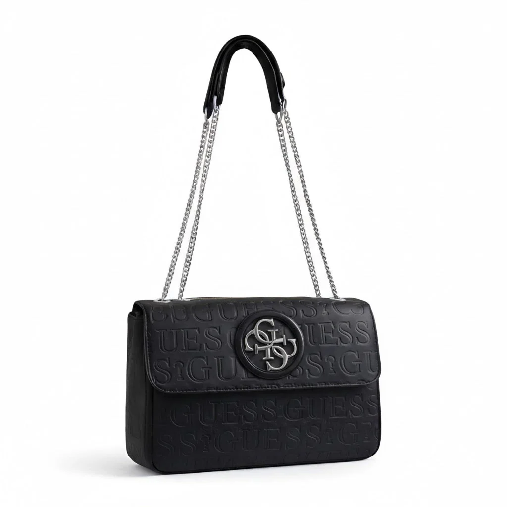 GUESS Embossed Monogram Shoulder Bag Women -BLK