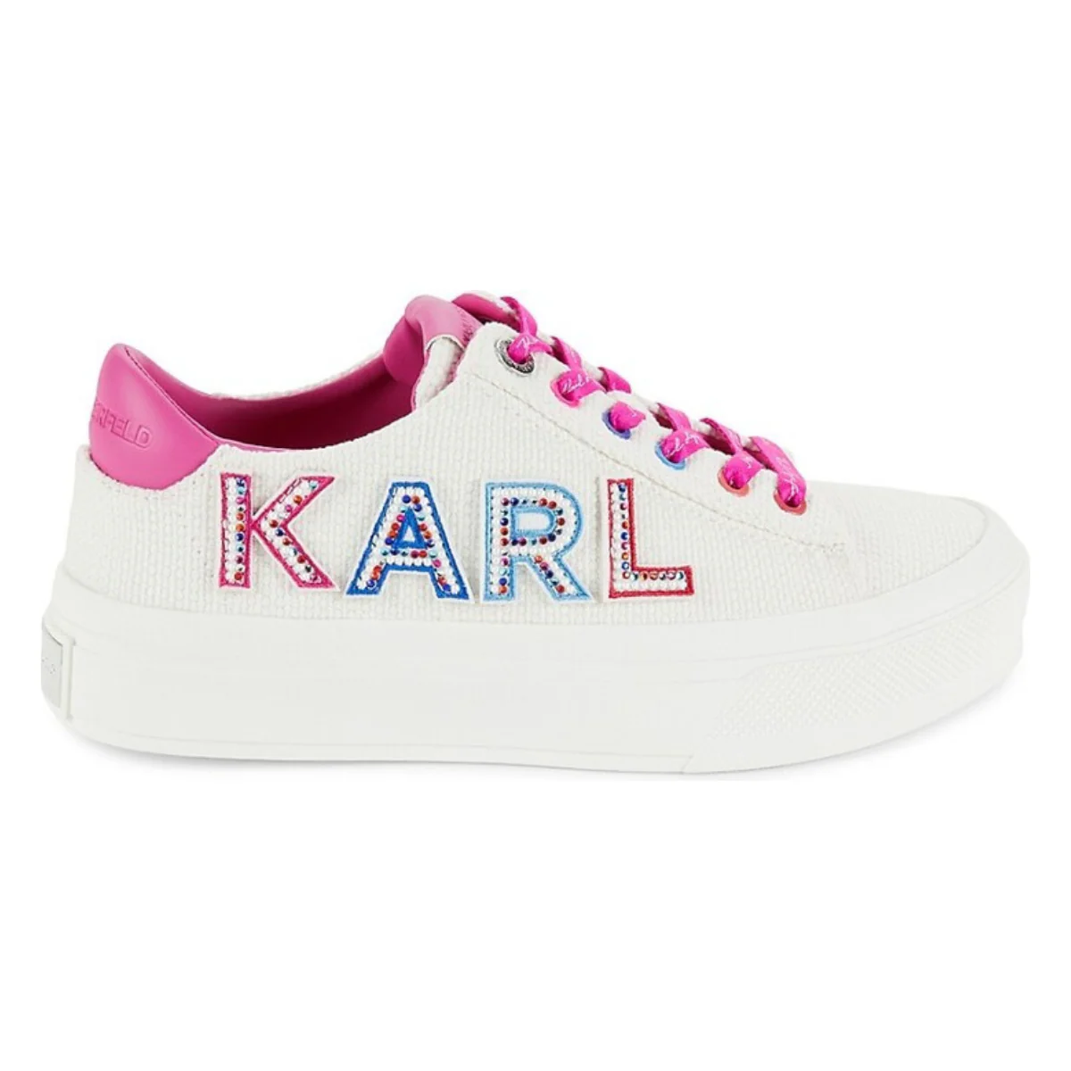 KARL LAGERFELD PARIS Gida Embellished Logo Sneakers Women -WHTPNK