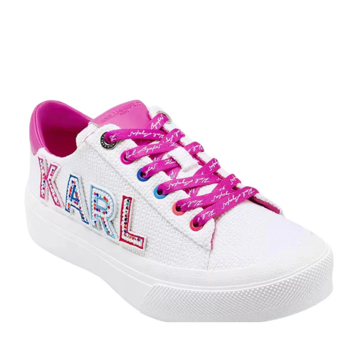 KARL LAGERFELD PARIS Gida Embellished Logo Sneakers Women -WHTPNK - Image 2