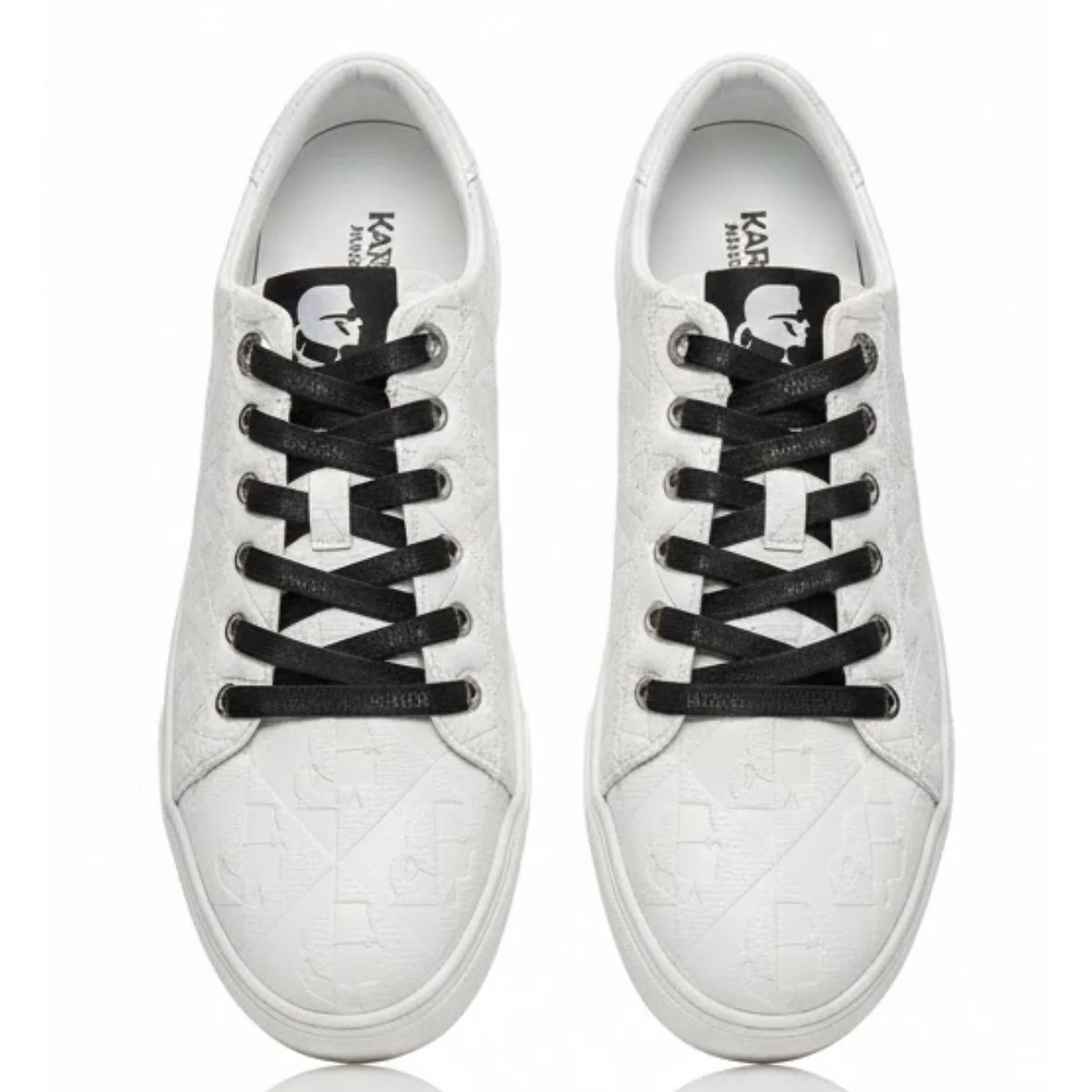 KARL LAGERFELD PARIS DIAMOND EMBOSESED LACE UP Sneakers Women - WHT - Image 3