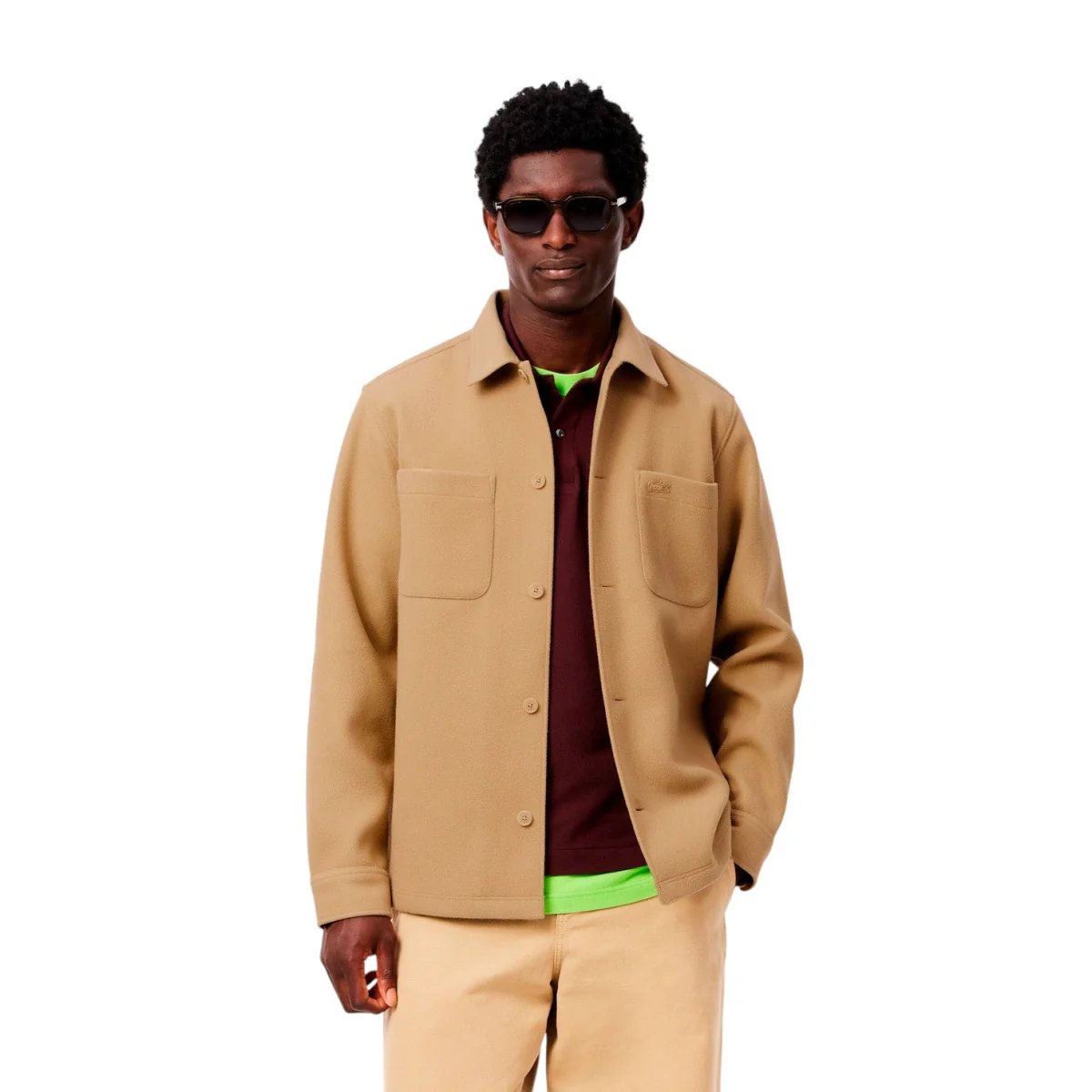 Lacoste Oversized Flannel Overshirt Men CH7210-BEG