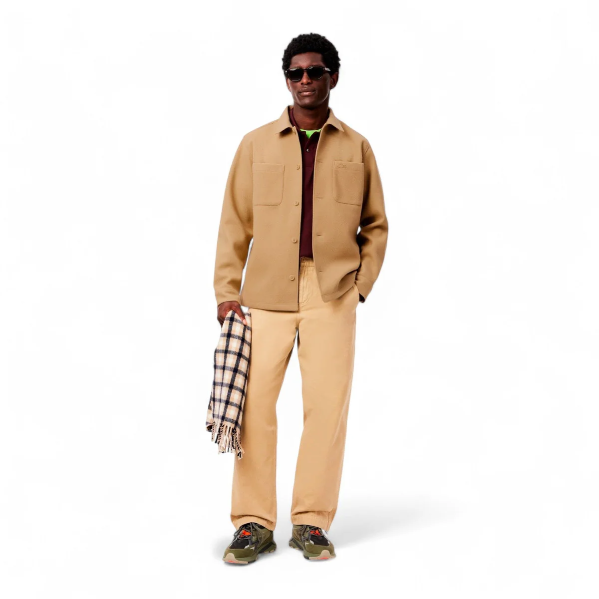 Lacoste Oversized Flannel Overshirt Men CH7210-BEG - Image 4
