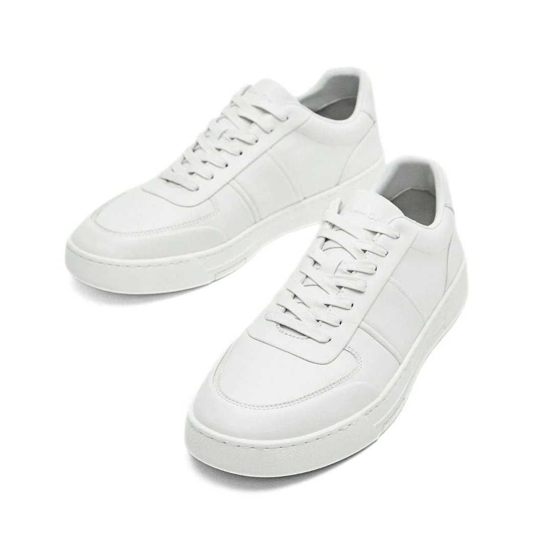 Massimo Dutti Leather Trainers for Men - WHT - Image 3