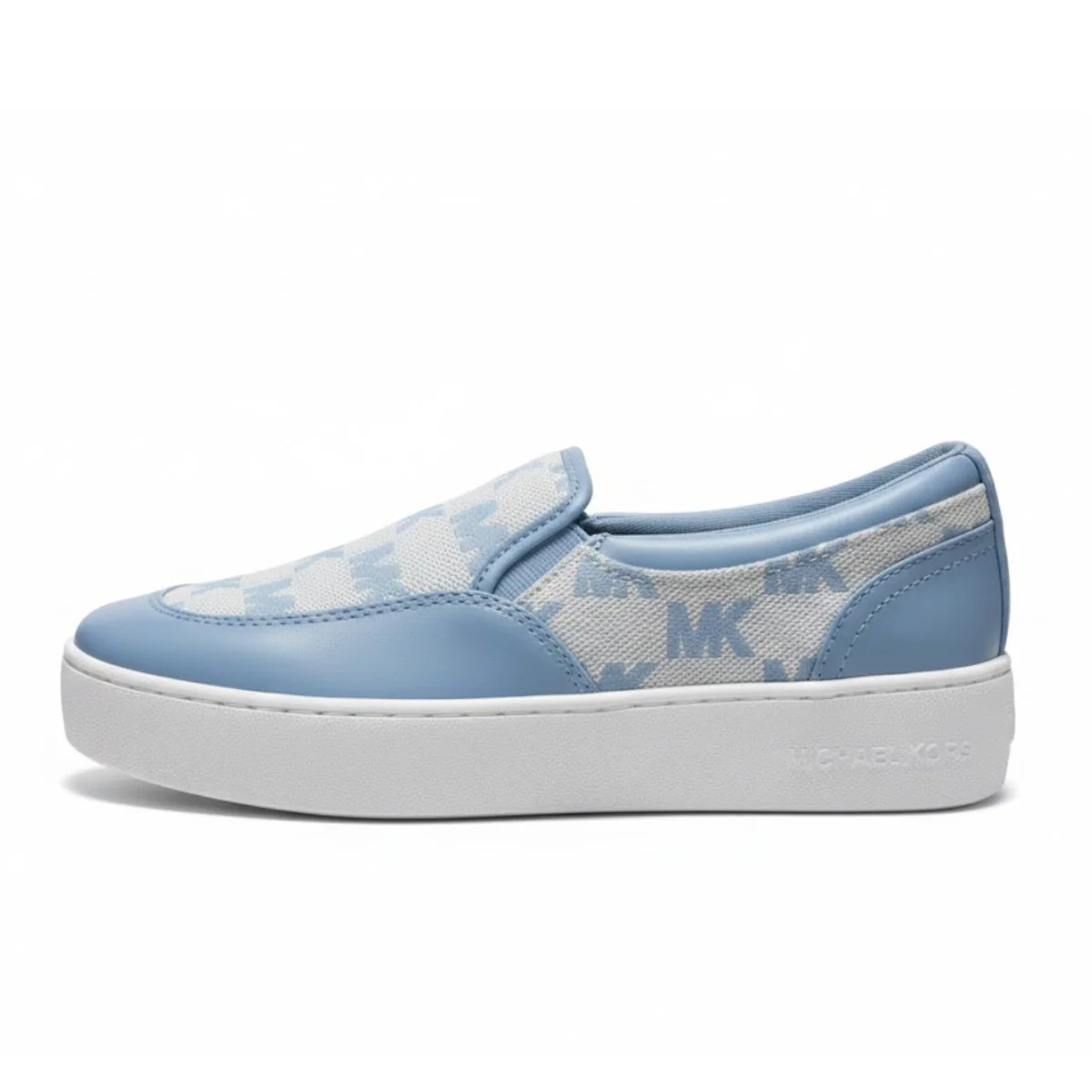 Michael Kors Theo Jacquard Y Cuero Sneaker Woman - BLU