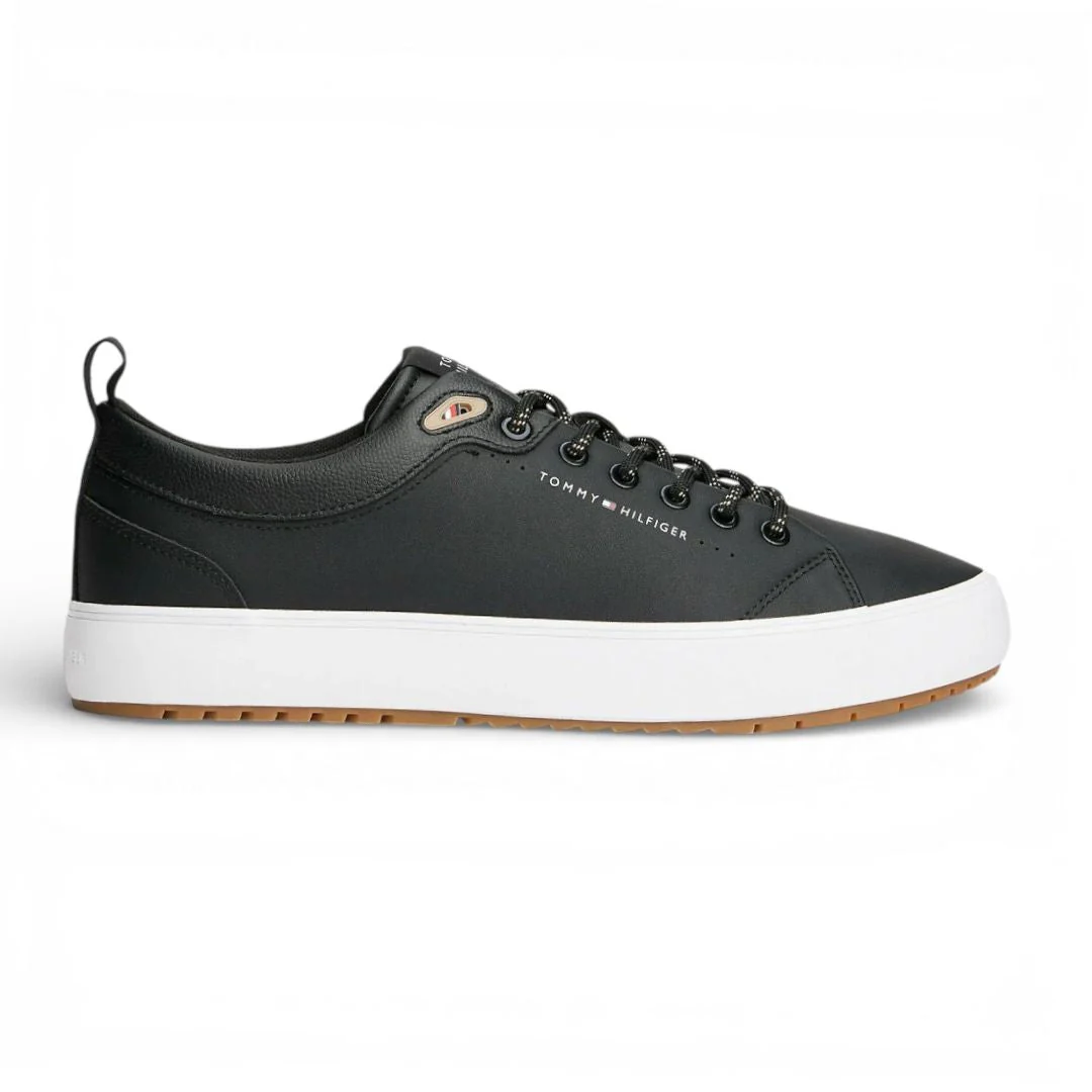 Tommy Hilfiger Fine-Cleat Leather Trainers Men FM0FM05625-BLK
