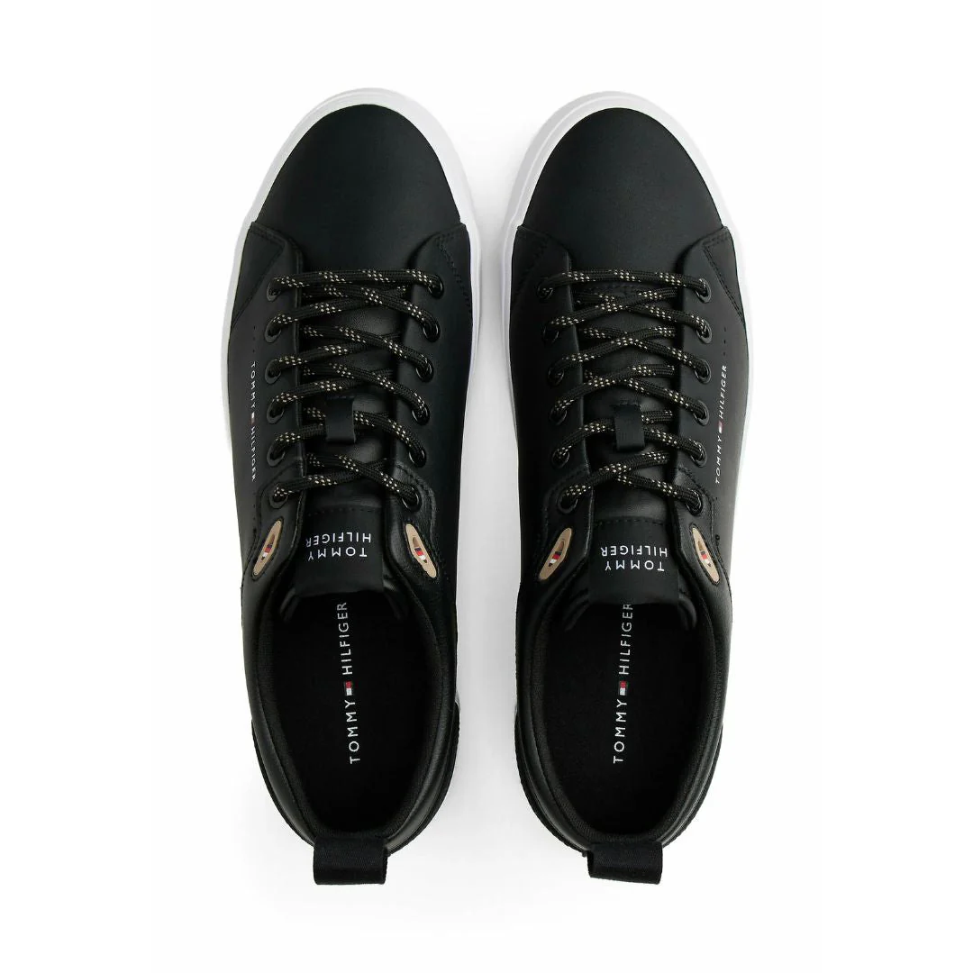 Tommy Hilfiger Fine-Cleat Leather Trainers Men FM0FM05625-BLK - Image 3