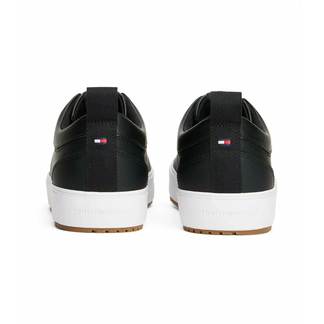 Tommy Hilfiger Fine-Cleat Leather Trainers Men FM0FM05625-BLK - Image 4