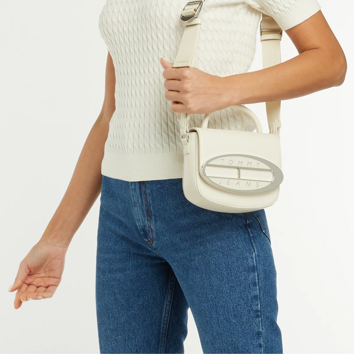 Tommy Hilfiger Jeans Origin Plaque Crossover Bag - WHT - Image 5