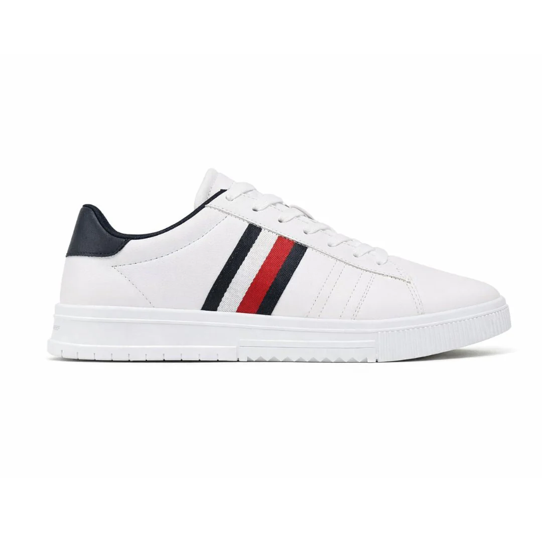 Tommy Hilfiger Leather Signature Tape Cupsole Trainers FM0FM04706-WHT