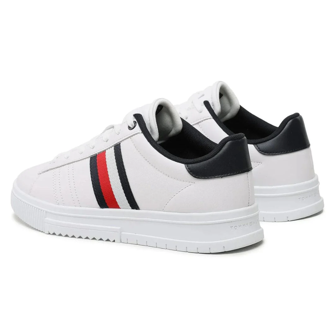 Tommy Hilfiger Leather Signature Tape Cupsole Trainers FM0FM04706-WHT - Image 3