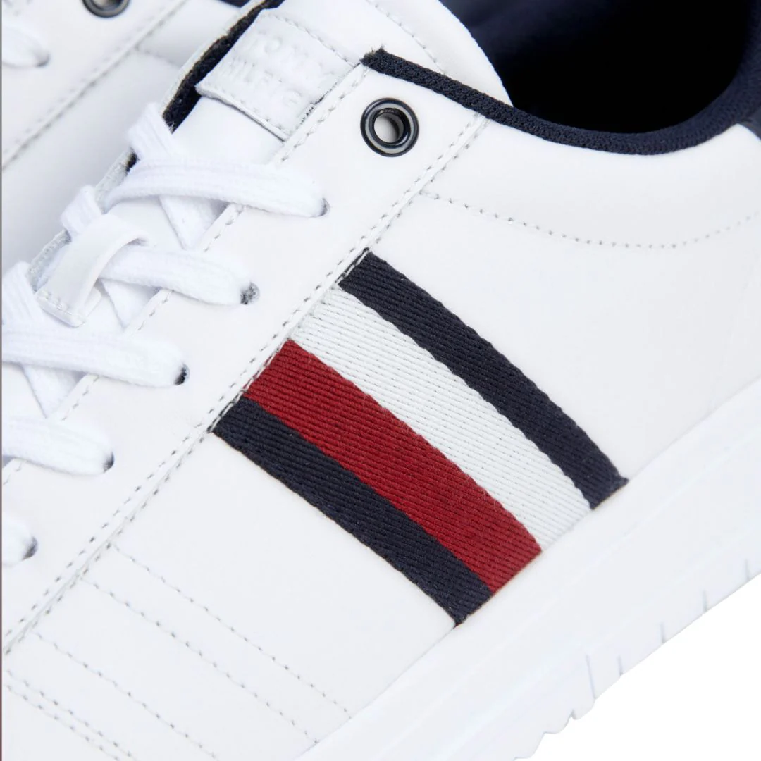 Tommy Hilfiger Leather Signature Tape Cupsole Trainers FM0FM04706-WHT - Image 6