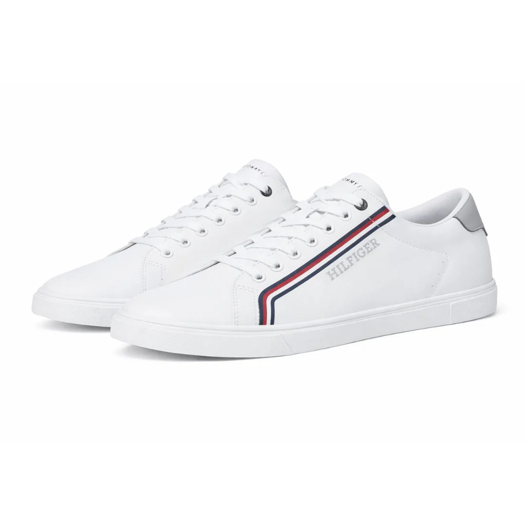 Tommy Hilfiger Monotype Logo Leather Sneakers Men - WHT