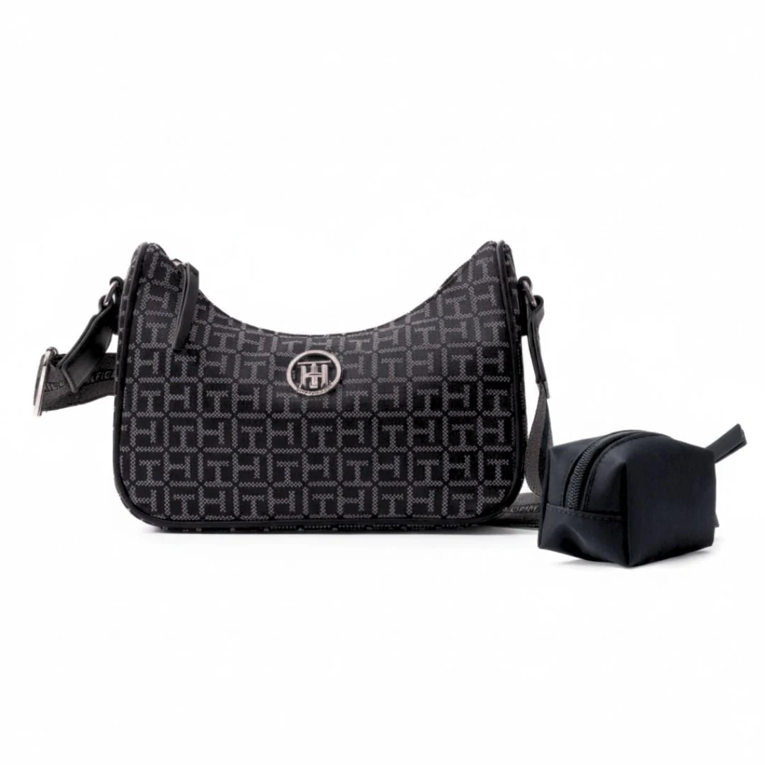 Tommy Hilfiger Riley All Over Monogram Baguette Bag - BLKBLK