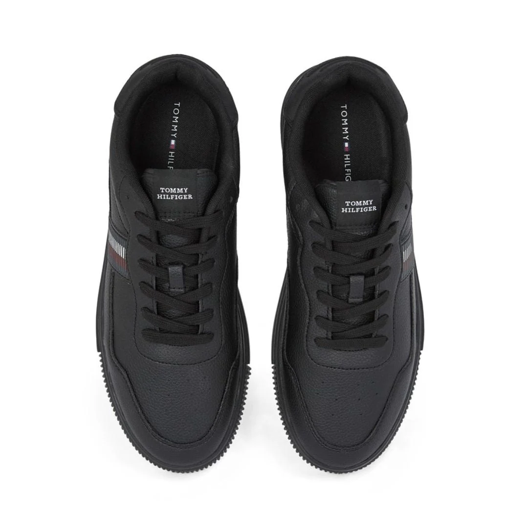 Tommy Hilfiger Supercup Stripes Tumbled LTH Sneakers Men FM0FM05300-BLK - Image 5