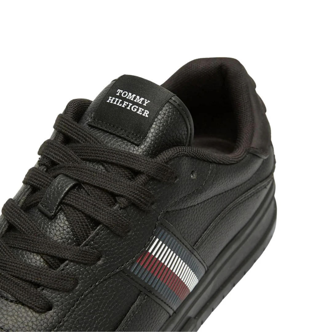 Tommy Hilfiger Supercup Stripes Tumbled LTH Sneakers Men FM0FM05300-BLK - Image 8