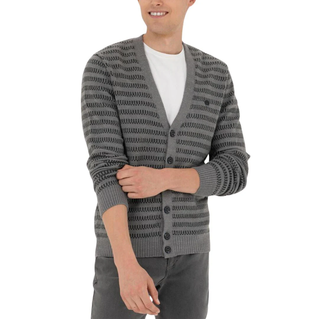 U.S. POLO ASSN. V Neck Melange Knitwear Cardigan Sweater Men 50277109-VR086 - Image 3