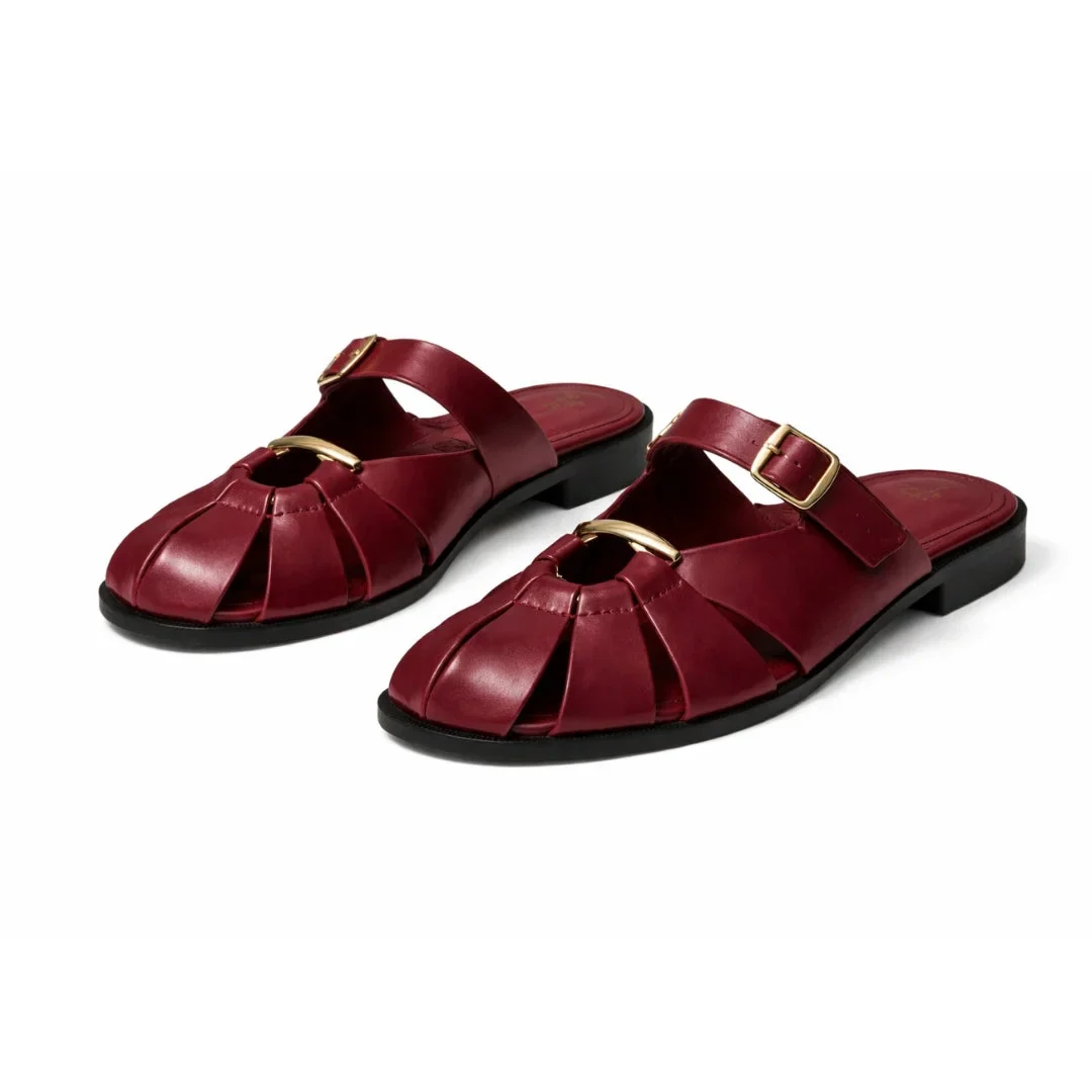 ZARA Classic Leather Sandal with Gold Detail Women 1514-210-MAR - Image 2