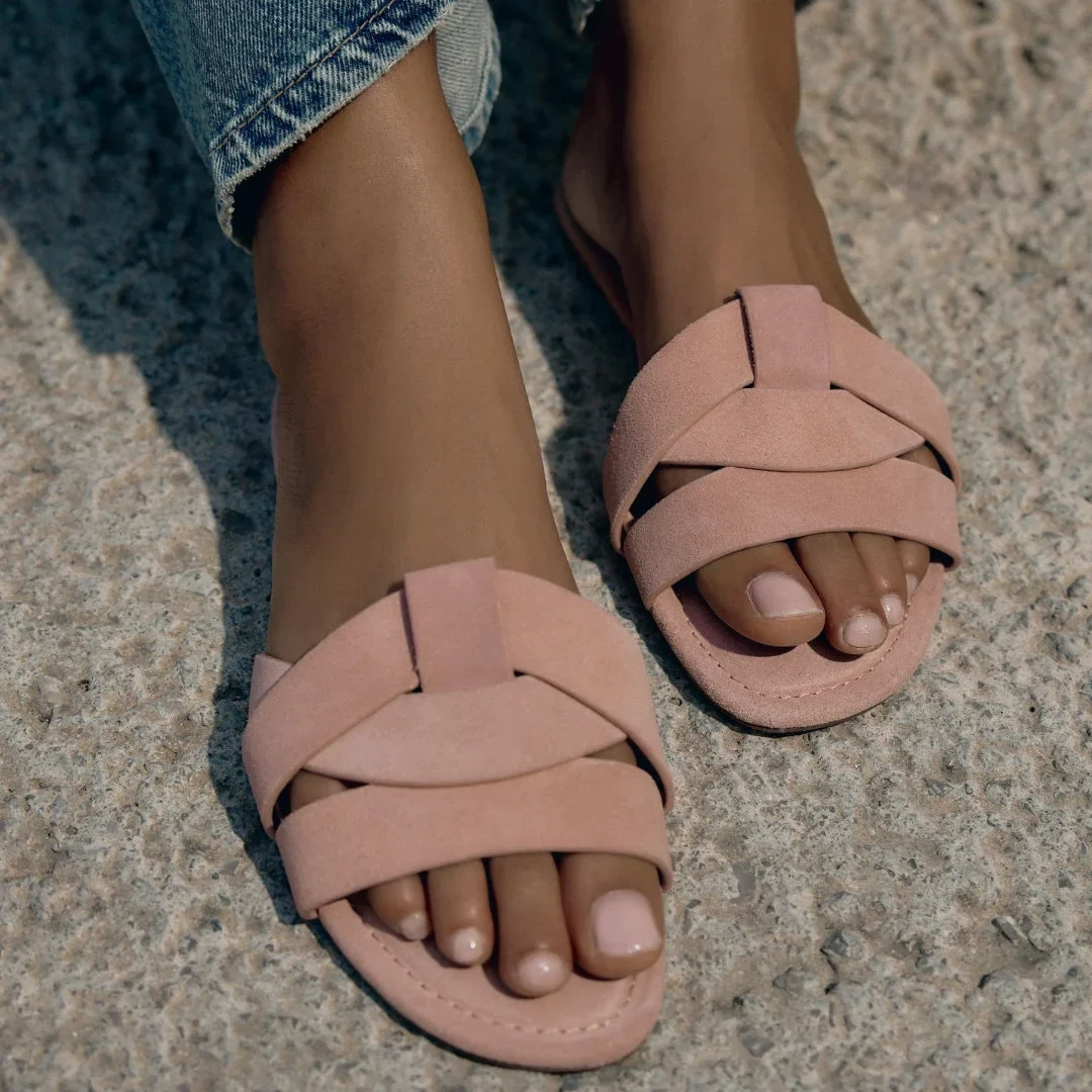 ZARA Criss-Cross Split Suede Flat Sandals Women 2641-510-RSE - Image 2