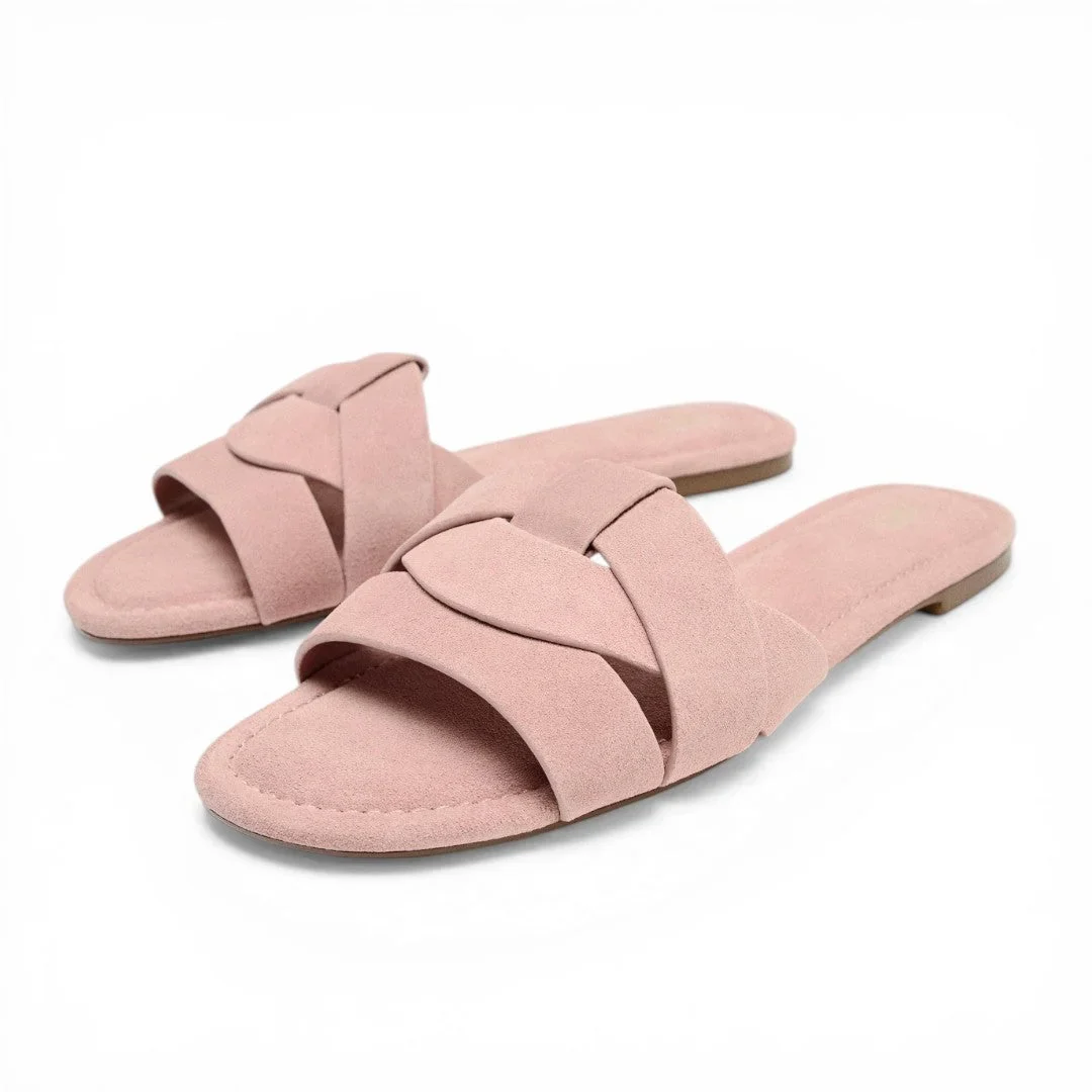 ZARA Criss-Cross Split Suede Flat Sandals Women 2641-510-RSE - Image 3